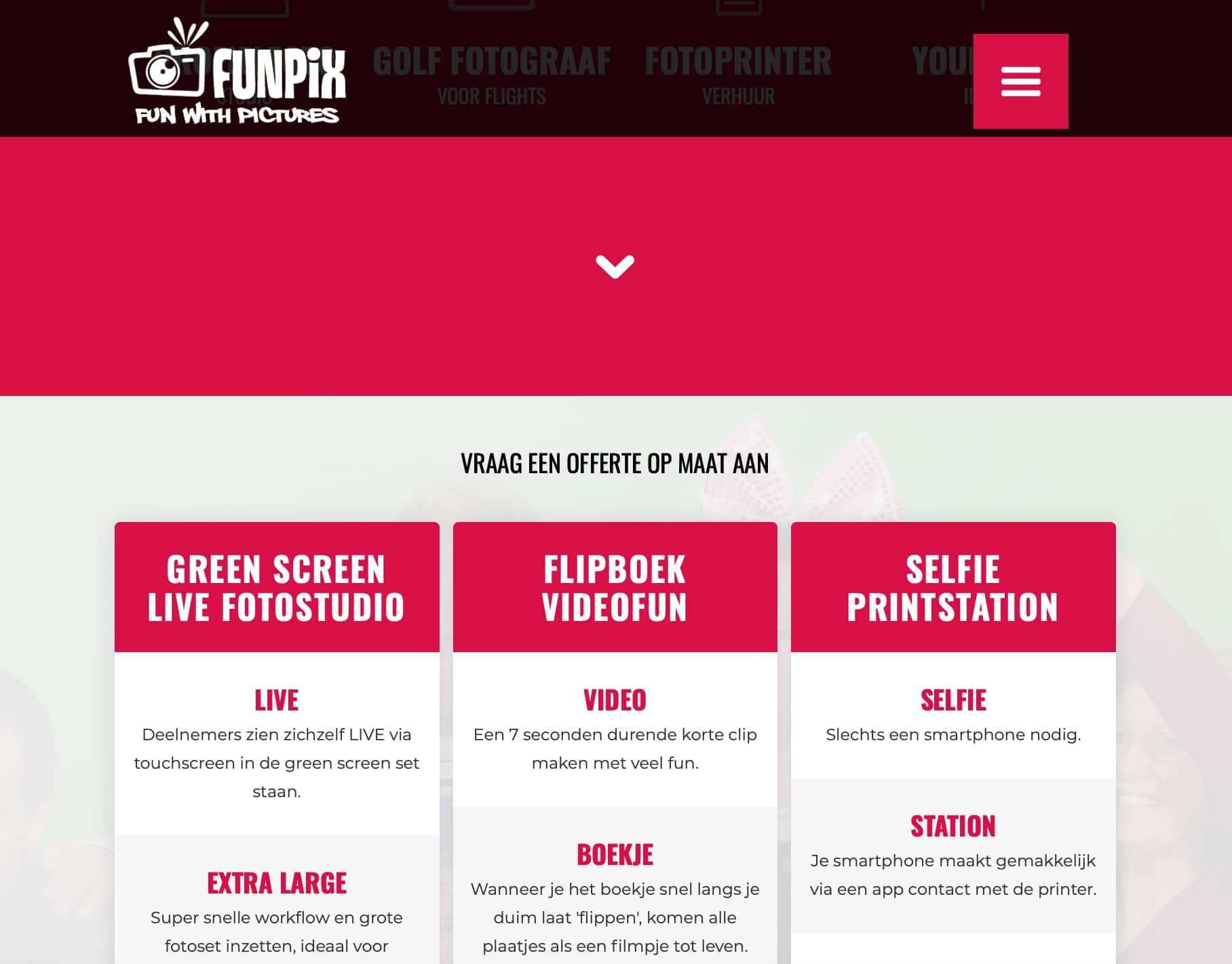 Pagina van website Funpix